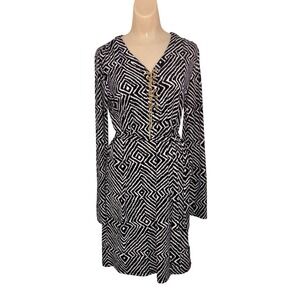 MICHAEL Michael Kors Women's Dress Black/White Medium‎ Gold Chain Accent EUC